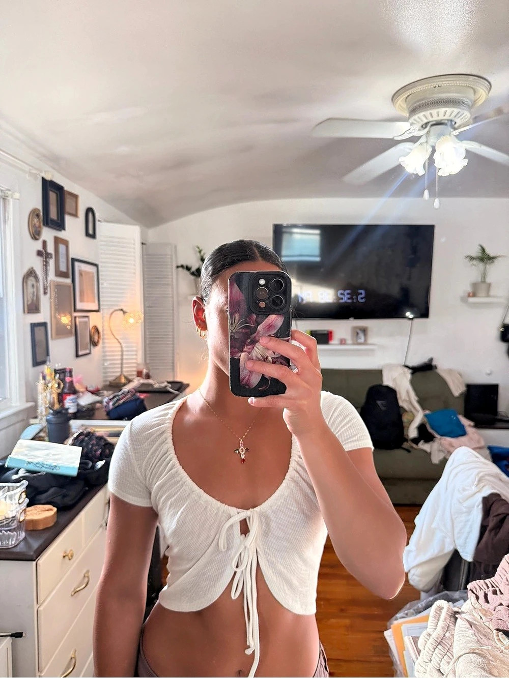 Garage White Tie Crop Top